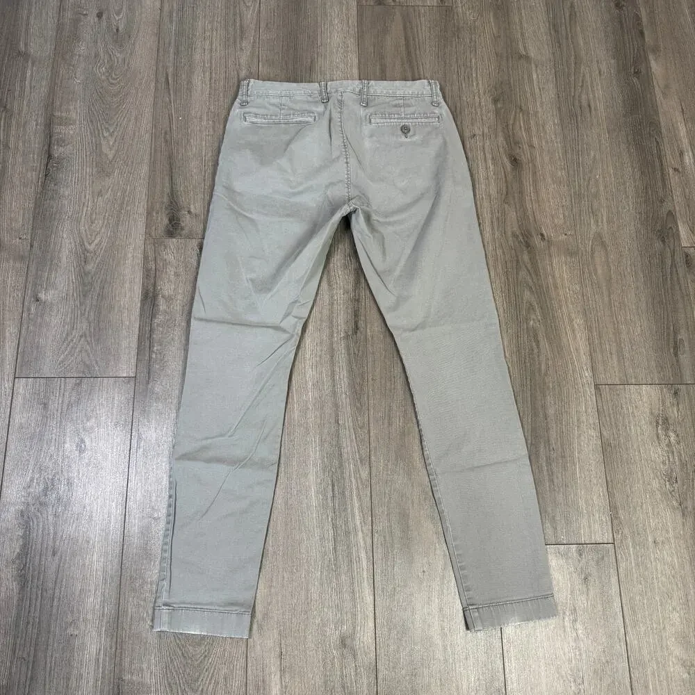 J.Crew Stretch 250 Skinny Chino Pants Mens30x32 Gray Twill Cotton Blend Zip Fly